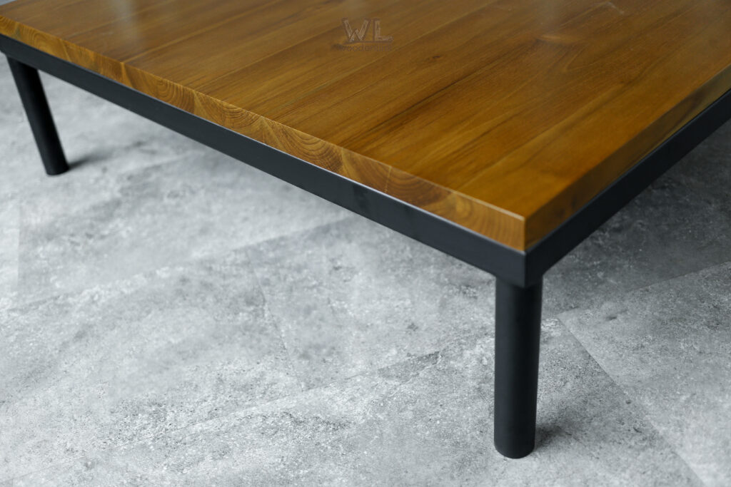 Wood, Square wooden table, Black legs from iron, contemporary design, Minimalistic look, Woodenlink, Cordaz Coffee Table -03