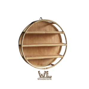Wood, Round Bamboo Shelf, Wicker Shelf Storage, Home Accessories, Woodelnlink, Bunda Shelf
