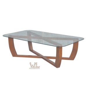 Wood, Center Table for Living Room, Intimate Table, Wooden stylish leg, Glass Table, Woodenlink, Bintang Center Table
