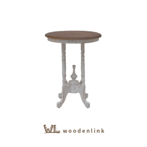 Wood, Side table with distressed finish, side table with white finish, Side table with wooden top, Colonial side table, woodenlink, Lim Side Table