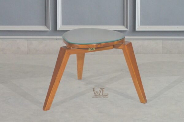 Wood, Side Table with wooden legs, Compact side table, Glass top coffee table with wood base, Woodenlink, Gemi Side Table -02