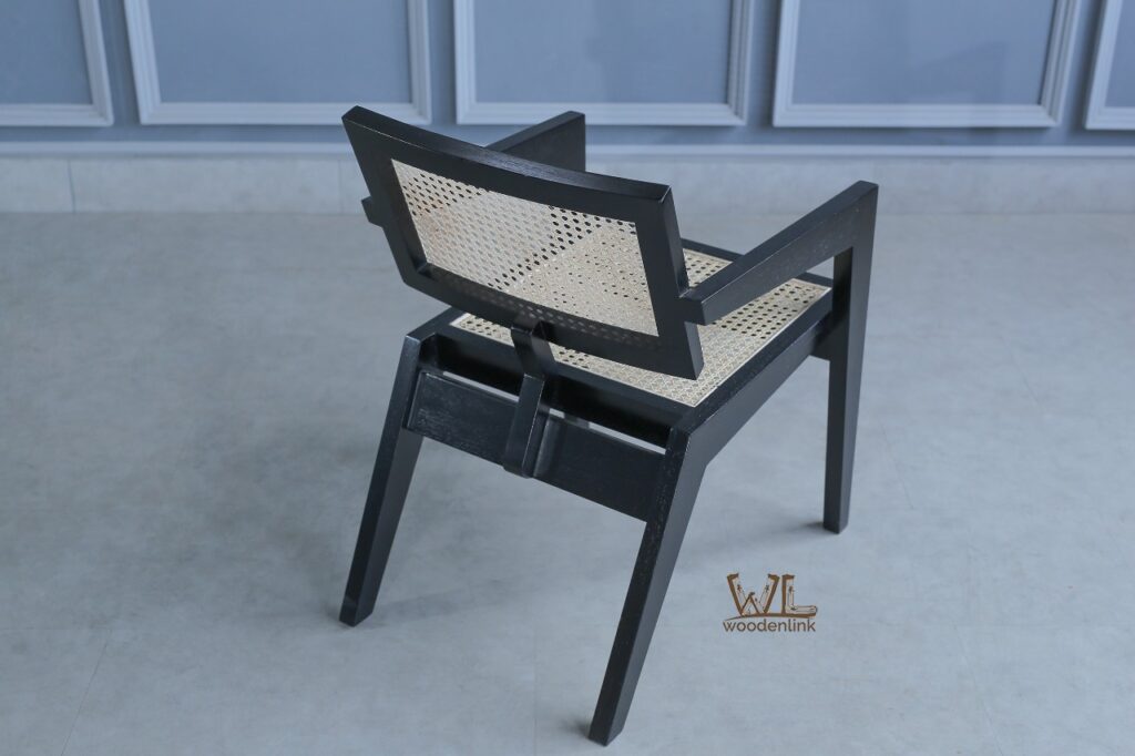 Wood, Chair from teak wood, dining chair black color, chair with wicker, Elegant wicker chair, Woodenlink, Kora Chair -04 cheap custom made furniture