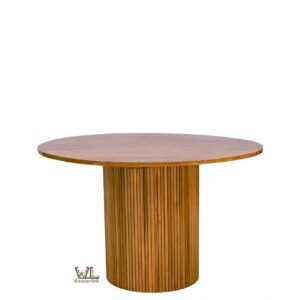 Wood, Round Dining Table with Design, Brown Color Table, Modern Home Table, Made in Jepara, Woodenlink, Ashton Dining Table