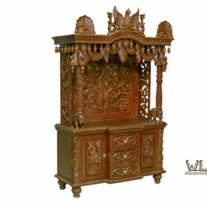 Wood, Praying cabinet made from wood, carving praying cabinet, Intricate cabinet for praying, Handmade carving cabinet with details, Woodenlink, Pooja Cabinet