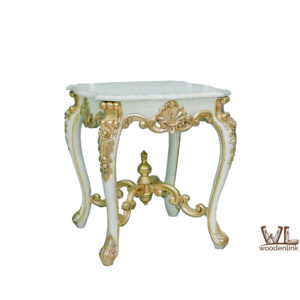 Wood, Side table with gold accents, Carving side table, Side table with designs, Classic Interior design, Garcia Side Table