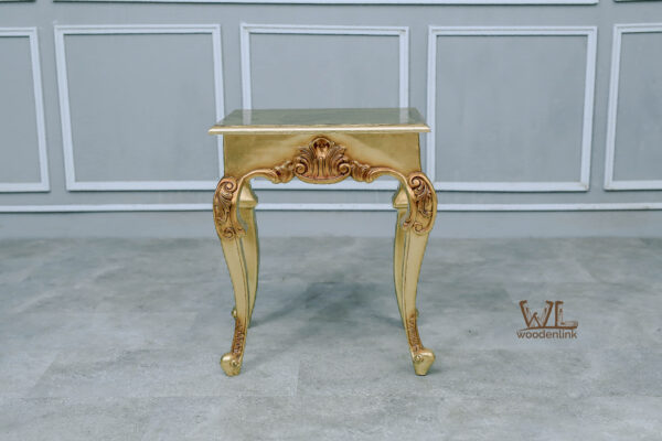 Wood, Beautifully crafted side table, side table with gold leaf finish, Carving side table, table for classic interior, Woodenlink, Garner Side Table -04