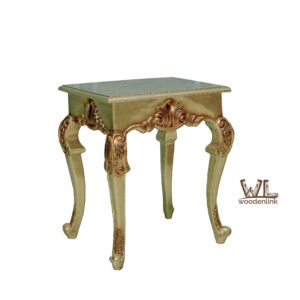 Wood, Beautifully crafted side table, side table with gold leaf finish, Carving side table, table for classic interior, Woodenlink, Garner Side Table