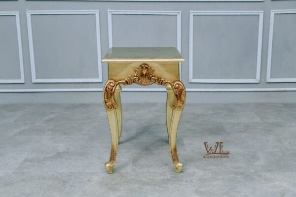 Wood, Beautifully crafted side table, side table with gold leaf finish, Carving side table, table for classic interior, Woodenlink, Garner Side Table -02