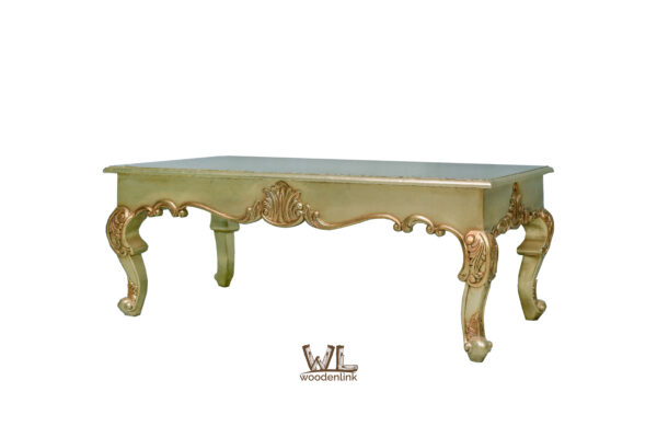 Wood, Beautifully crafted coffee table, Coffee table with gold leaf finish, Carving Coffee table, table for classic interior, Woodenlink, Garner Coffee Table