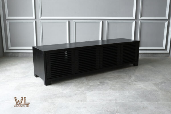 Wood, Black sideboard with wooden slats, stylish sideboard, Entertainment unit, Sturdy Legs, Woodenlink, Charlie Console -02