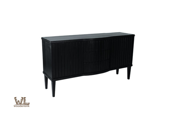 Wood, Elegant black sideboard, Corrugated drawer sideboard, Modern style cabinet, Woodenlink, Finn Side Board