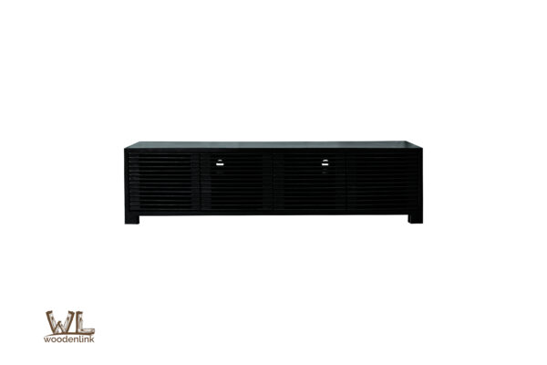 Wood, Black sideboard with wooden slats, stylish sideboard, Entertainment unit, Sturdy Legs, Woodenlink, Charlie Console