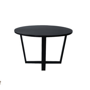 Wood, Sleek black table with round top, sturdy metal legs, elegant dining table, contemporary table, Woodenlink, Canada Dining Table