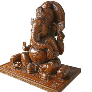 Wood, Ganesh Statue from Wood, Wooden Base Statue, Handcrafted statue, Decorative Ganesh Statue, Elephant Statue, Woodenlink, Ganesha Carving