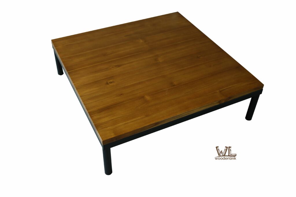 Custom made coffee table, Wood, Square wooden table, Black legs from iron, contemporary design, Minimalistic look, Woodenlink, Cordaz soffa table, teak wood