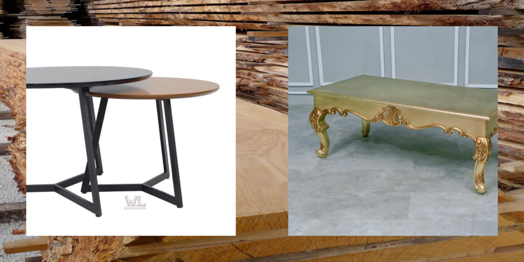 Wooden coffee table to create room stabilty