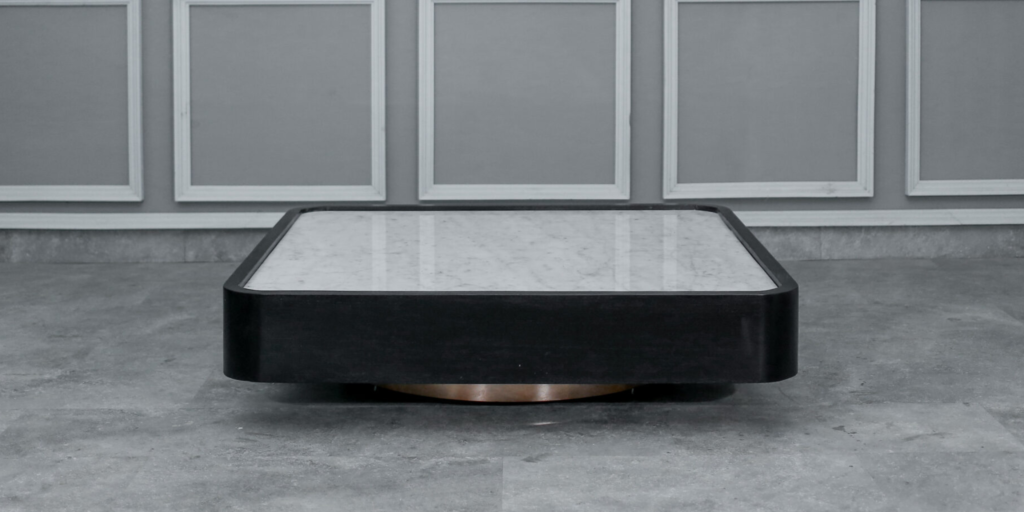 wooden coffee table that have a round edge so the children is safe
