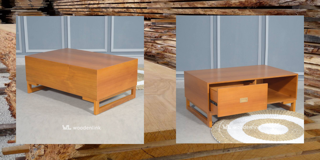 Wooden coffee table with drawer